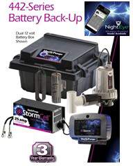 Pictured is Liberty 442-25A Battery Backup Sump Pump with Wi=-Fi module